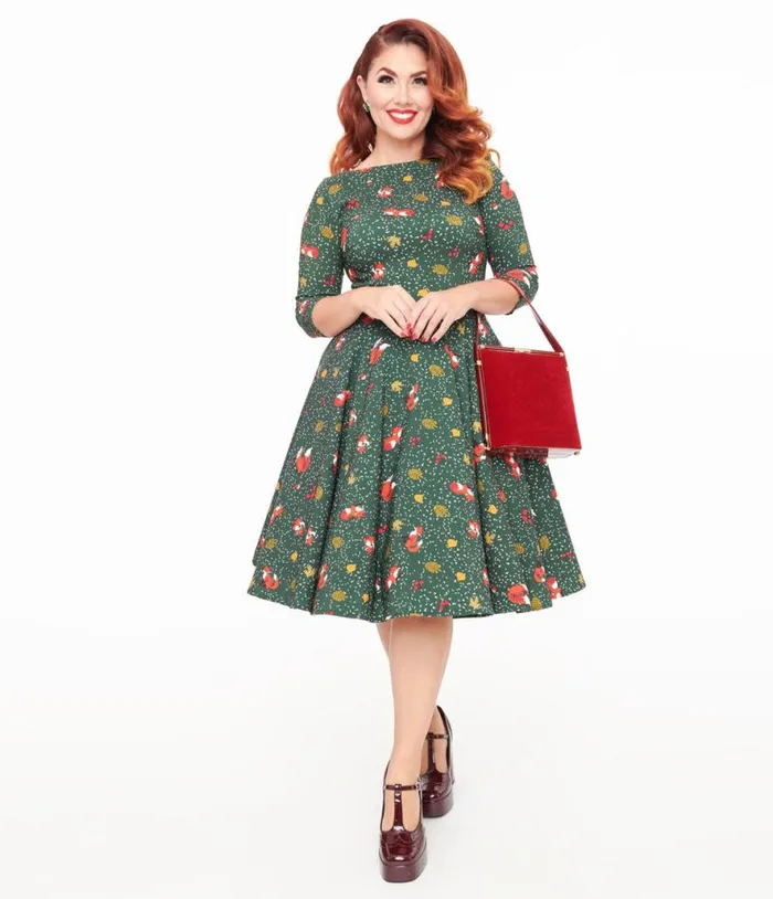 1950s Green Winter Fox Devon Swing Dress Dresses Unique Vintage Pocket Dresses 1950s Green Winter Fox Devon Swing Dress Dresses Unique Vintage Pocket Dresses
