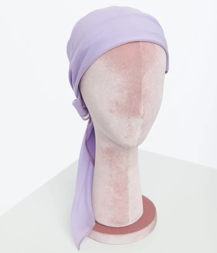 1950s Lavender Chiffon Hair Scarf Accessories Unique Vintage Gloves and Scarves 1950s Lavender Chiffon Hair Scarf Accessories Unique Vintage Gloves and Scarves