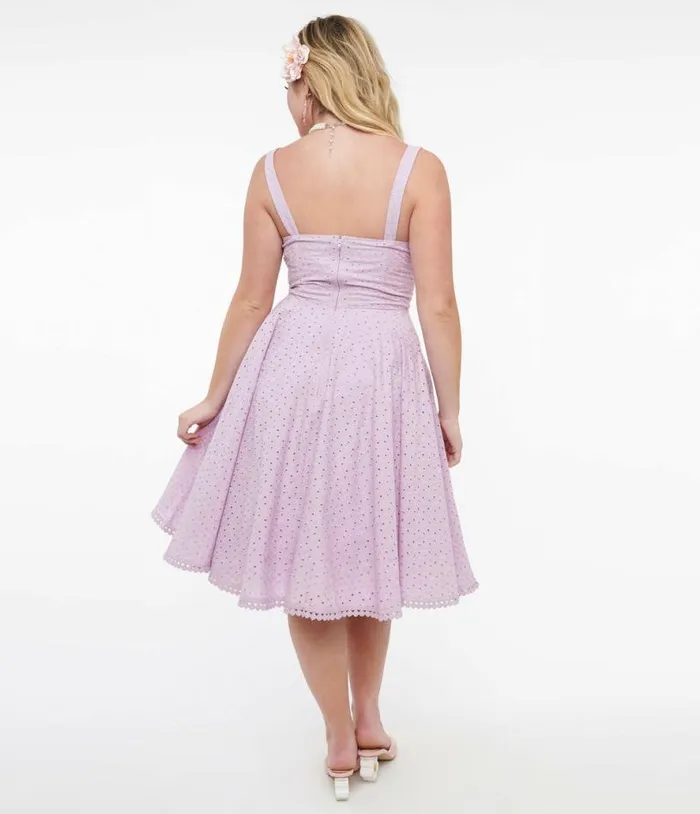 1950s Lavender Cotton Eyelet Valerie Swing Dress Dresses Unique Vintage Swing