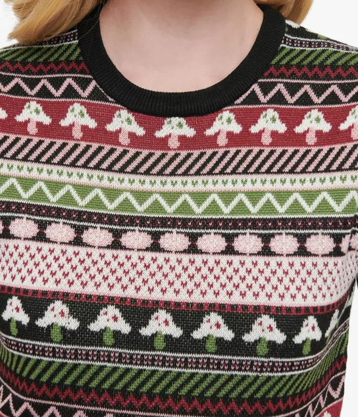 1950s Mushroom Jacquard Sweater Clothing Unique Vintage Sweaters and Cardigans