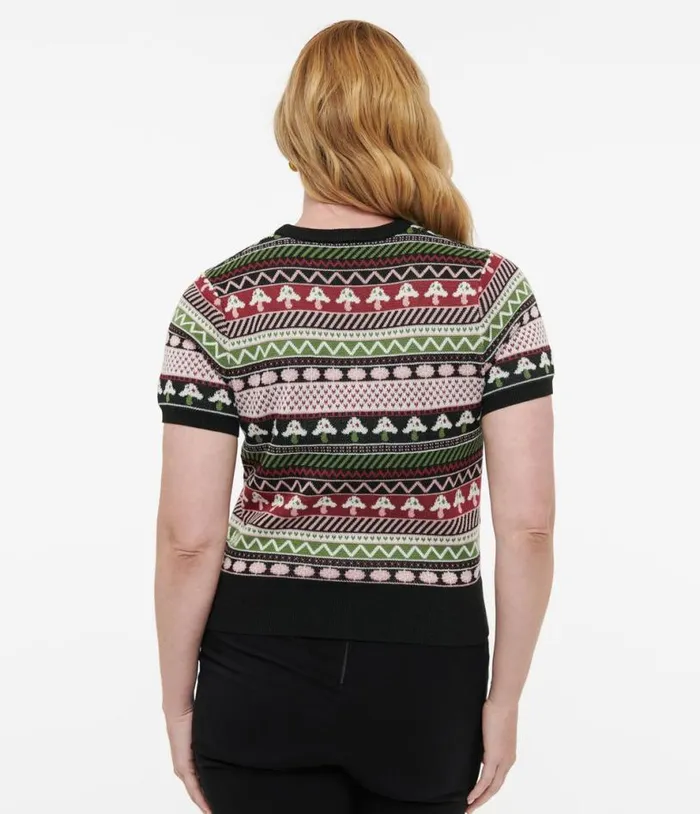 1950s Mushroom Jacquard Sweater Clothing Unique Vintage Sweaters and Cardigans