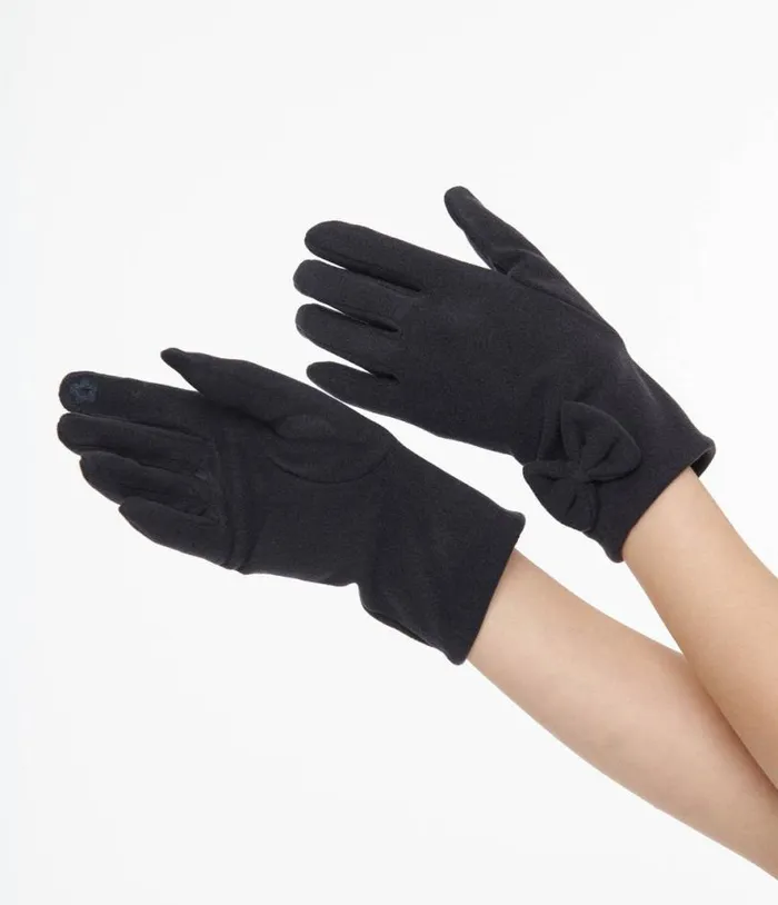 1950s Navy Bow Gloves Accessories Unique Vintage Gloves and Scarves