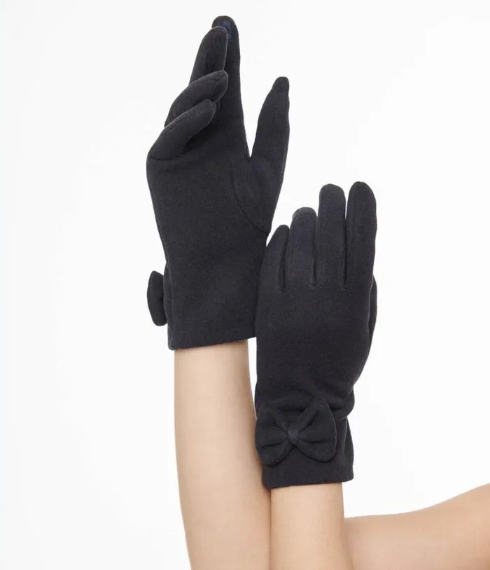 1950s Navy Bow Gloves Accessories Unique Vintage Gloves and Scarves