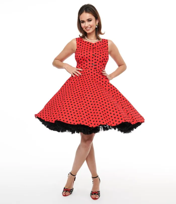 1950s Red and Black Polka Dot Fit and Flare Dress DressesPlus Unique Vintage Pocket Dresses 1950s Red and Black Polka Dot Fit and Flare Dress DressesPlus Unique Vintage Pocket Dresses