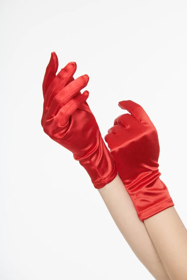1950s Red Satin Wrist Length Gloves Accessories Unique Vintage Gloves and Scarves