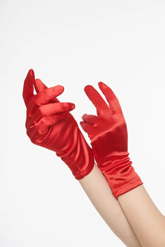 1950s Red Satin Wrist Length Gloves Accessories Unique Vintage Gloves and Scarves