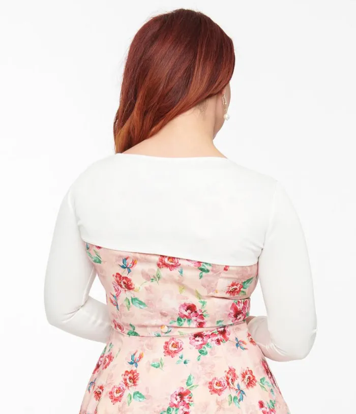 1950s White Long Sleeve Bolero Clothing Unique Vintage Sweaters and Cardigans