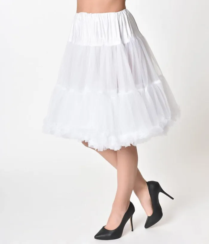 1950s White Retro Style Ruffled Petticoat Crinoline Accessories Unique Vintage Petticoats