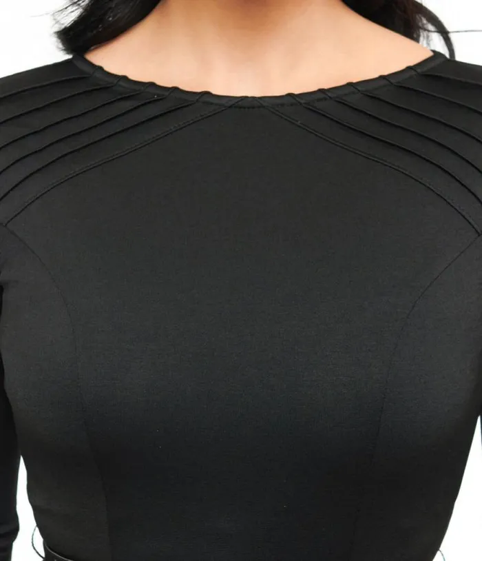 1960s Black Knit Stephanie Fit and Flare Dress Dresses Unique Vintage Fit and Flare