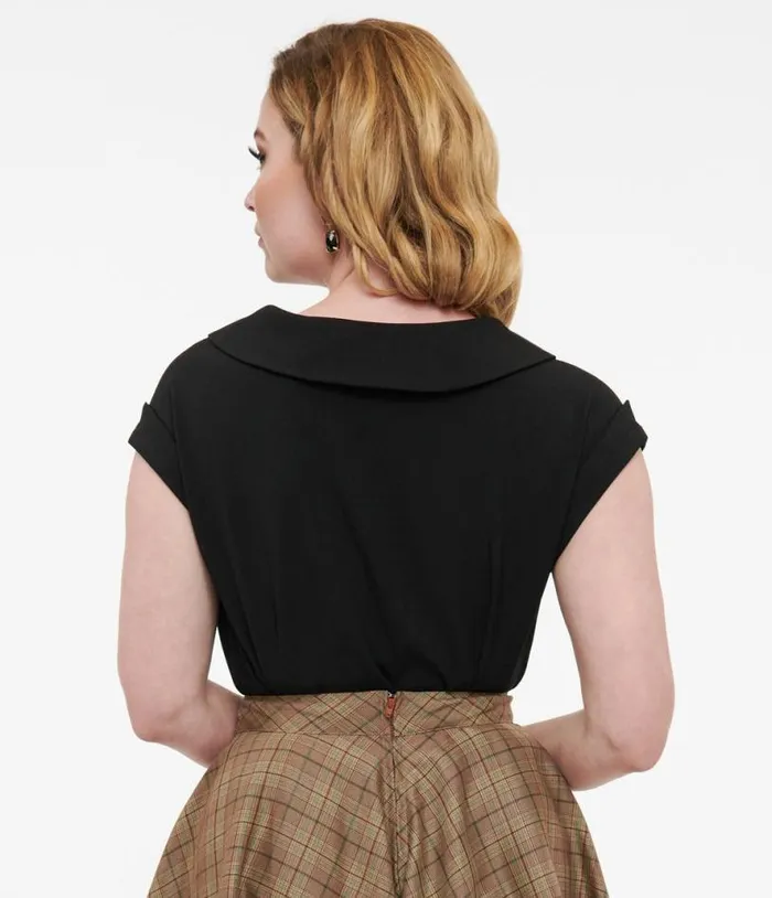 1960s Black Twill Sleeveless Blouse Clothing Unique Vintage Blouses