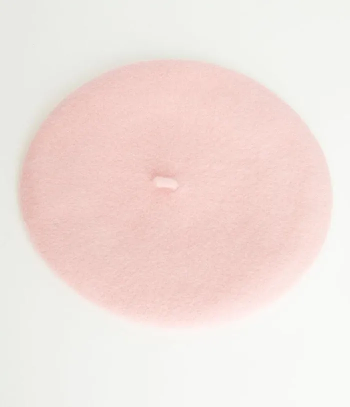 1960s Light Pink Wool Beret Accessories Unique Vintage Berets