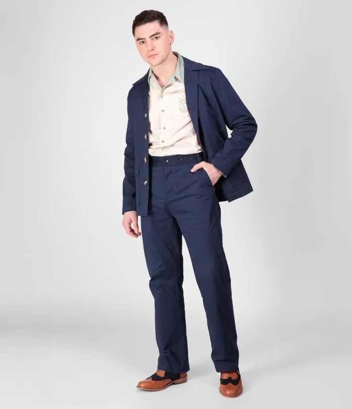 1960s Navy High Waisted Ethan Trousers Clothing Unique Vintage Pants