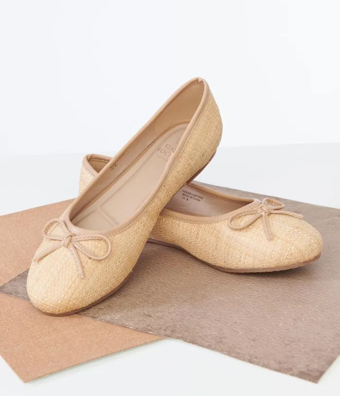 1960s Rattan Bow Ballet Flats Shoes Unique Vintage Flats