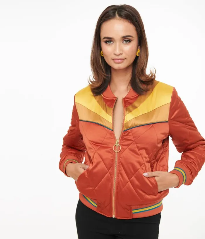 1970s Burnt Orange Rising Sun Chainstitch Bomber Jacket ClothingPlus Unique Vintage Jackets