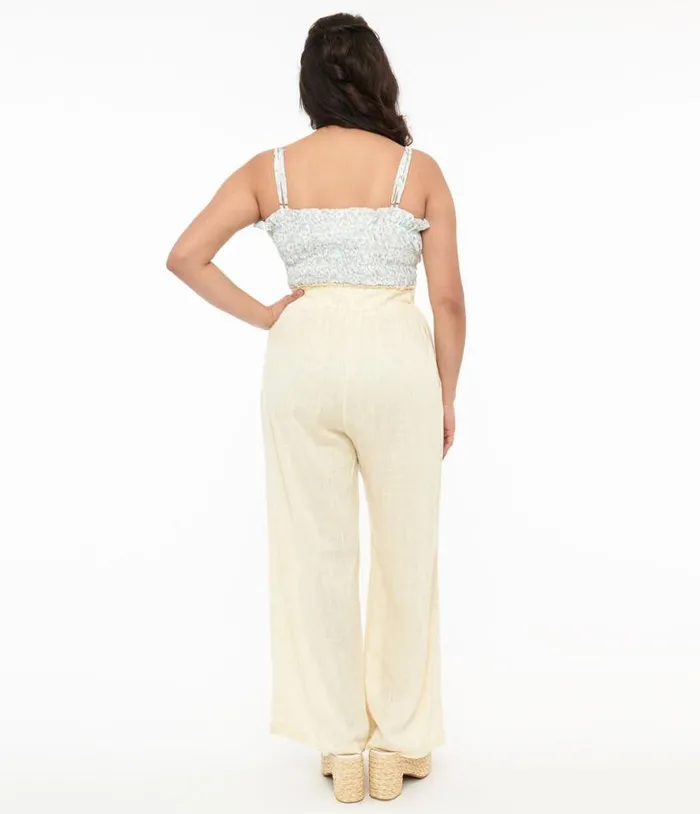 1970s Ivory Wide Leg Pants Clothing Unique Vintage Pants
