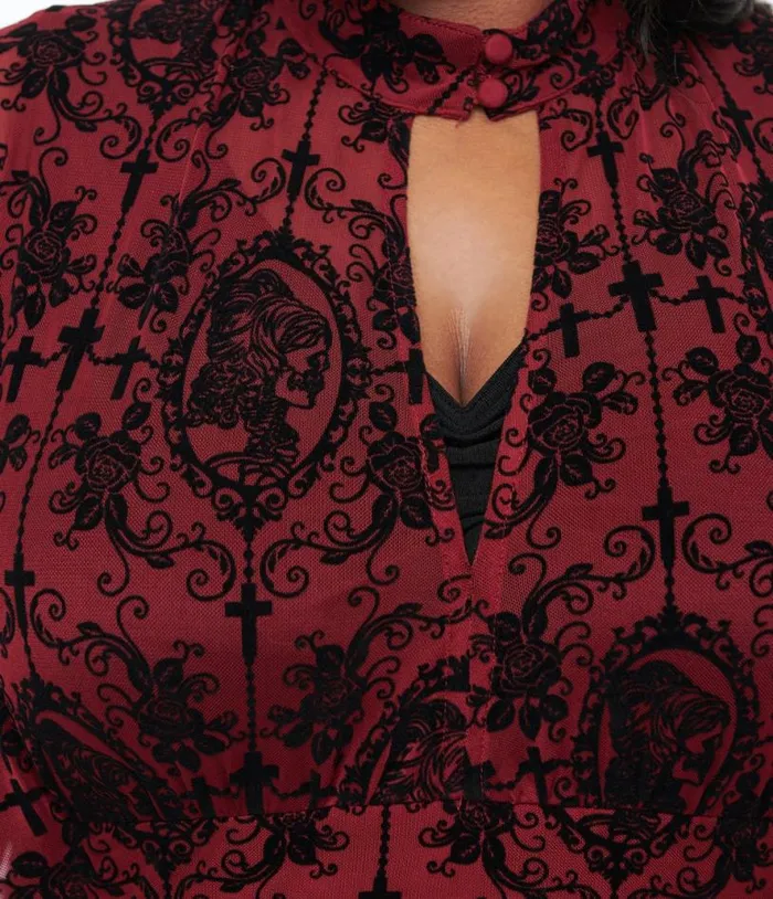 1970s La Caterina Burgundy High Neck Caftan DressesHalloweenPlus Unique Vintage Midi and Maxi