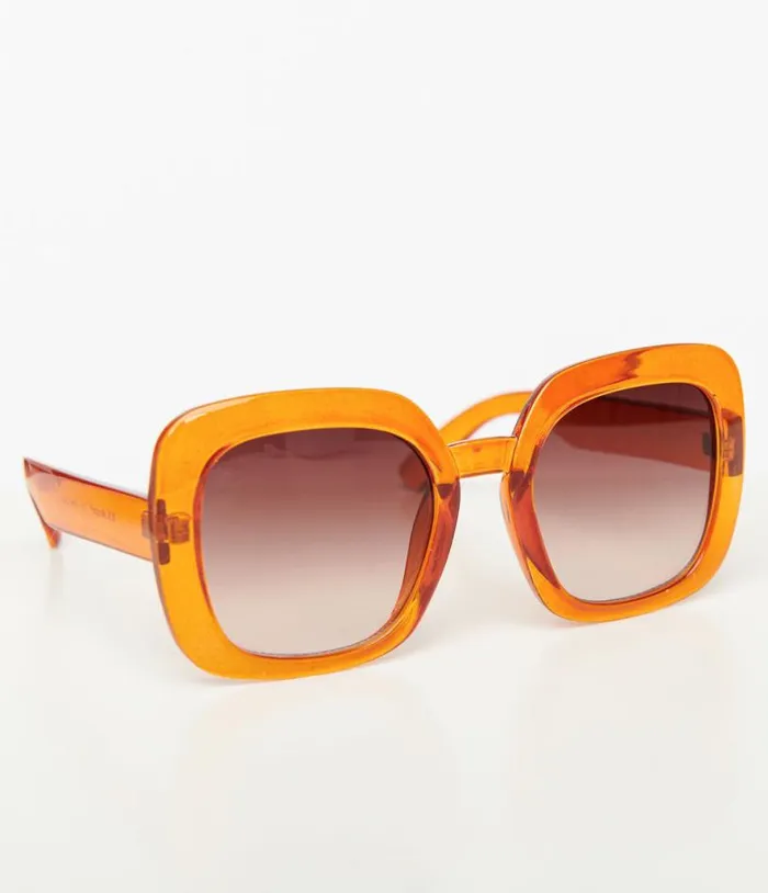 1970s Rust Orange Square Sunglasses Accessories Unique Vintage Sunglasses