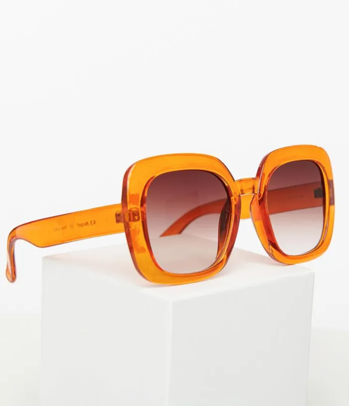 1970s Rust Orange Square Sunglasses Accessories Unique Vintage Sunglasses