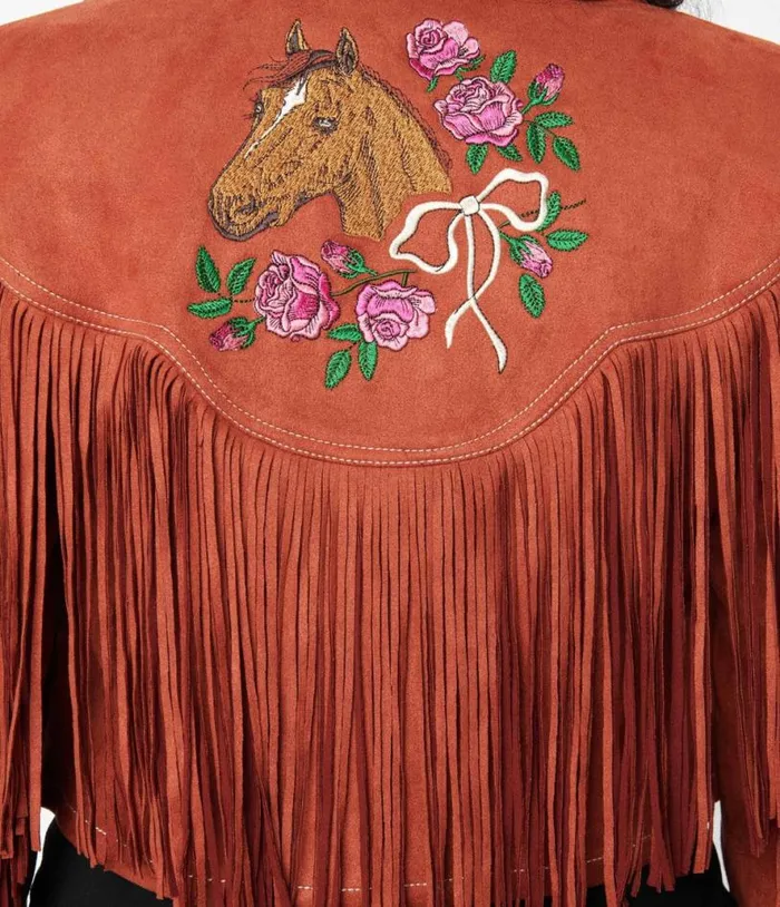 1970s Rust Suede and Embroidered Horse Cattle Call Jacket Clothing Unique Vintage Coats and Jackets