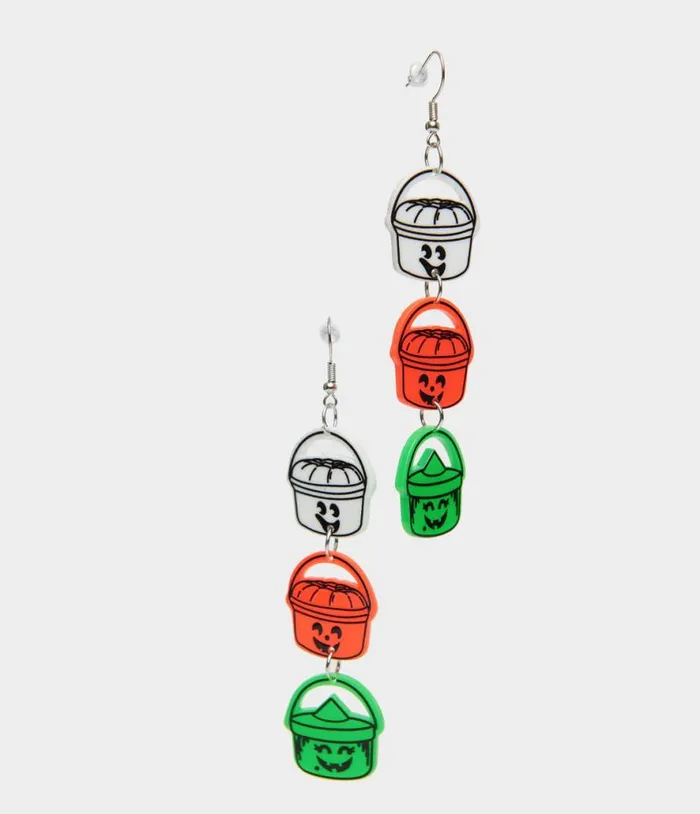 1980s Retro Trick Or Treat Halloween Bucket Earrings AccessoriesHalloween Unique Vintage Accessories 1980s Retro Trick Or Treat Halloween Bucket Earrings AccessoriesHalloween Unique Vintage Accessories