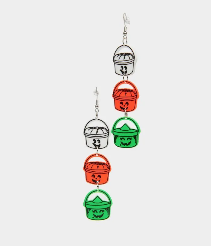 1980s Retro Trick Or Treat Halloween Bucket Earrings AccessoriesHalloween Unique Vintage Accessories