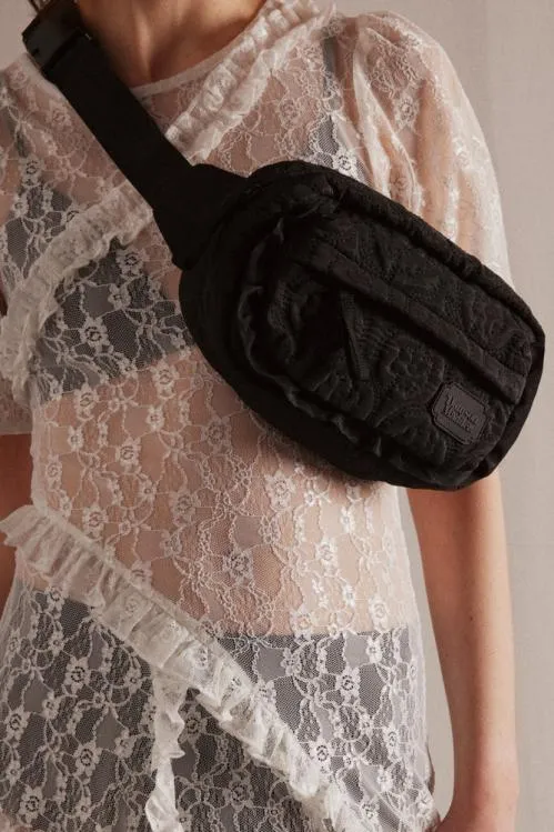 Accessories Bags Damson Madder Frill Cross Body Bag In Black Floral Stitch