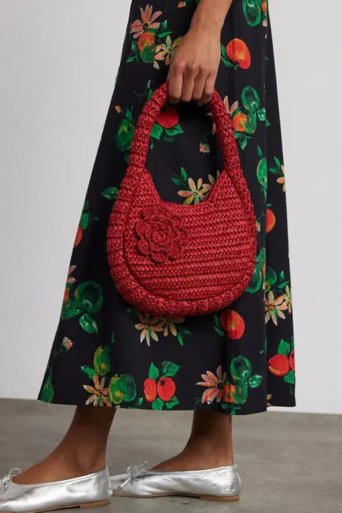 Accessories Bags Damson Madder Straw Rosette Bag