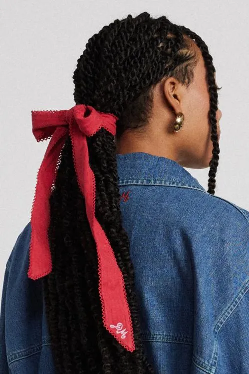 Accessories Hair Accessories Damson Madder Cotton Hair Bow 8211 Red
