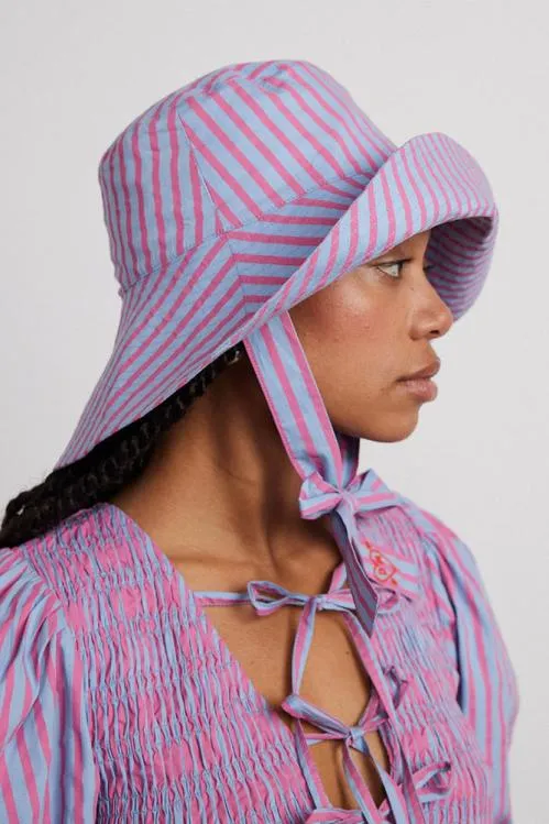 Accessories Hats Damson Madder Bucket Hat 8211 Pink and Blue Stripe