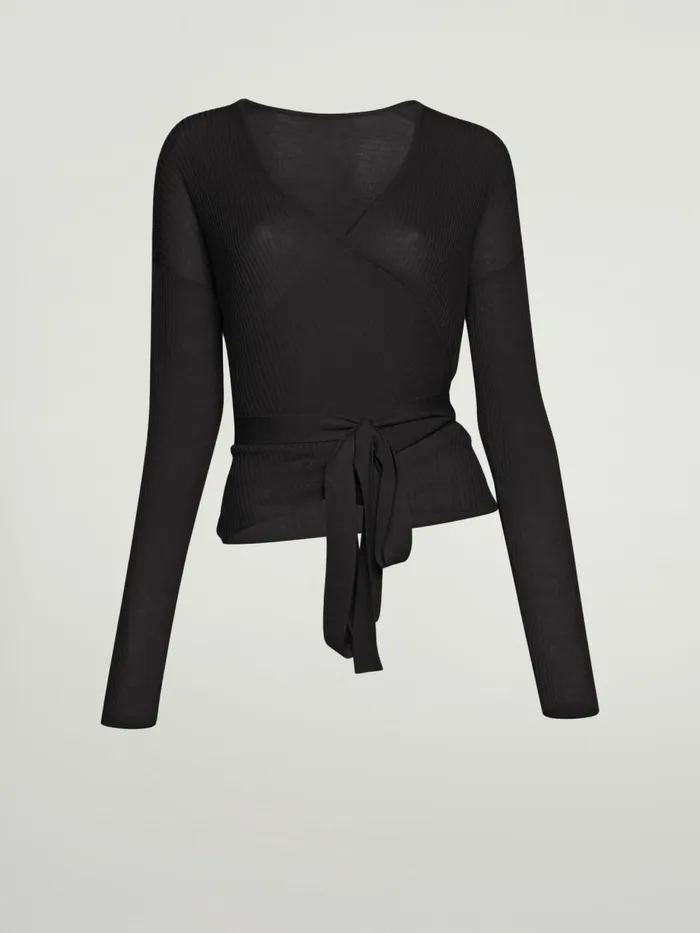 Air Wool Cardigan Black Women Wolford Longsleeve Shirts