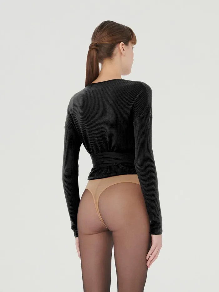 Air Wool Cardigan Black Women Wolford Longsleeve Shirts