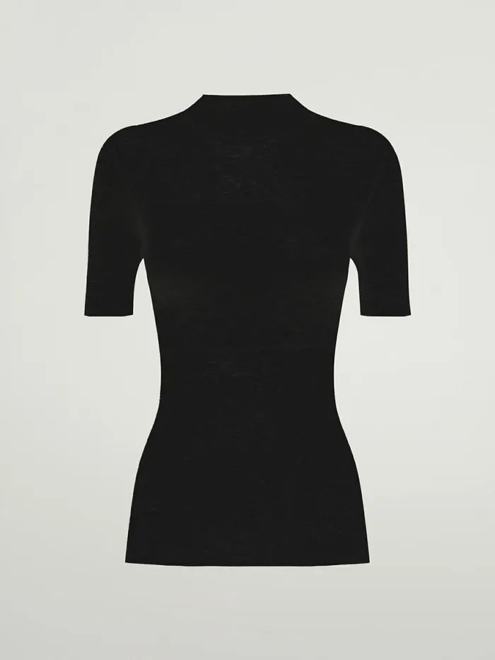Air Wool Top Short Sleeves Black Women Wolford Tops