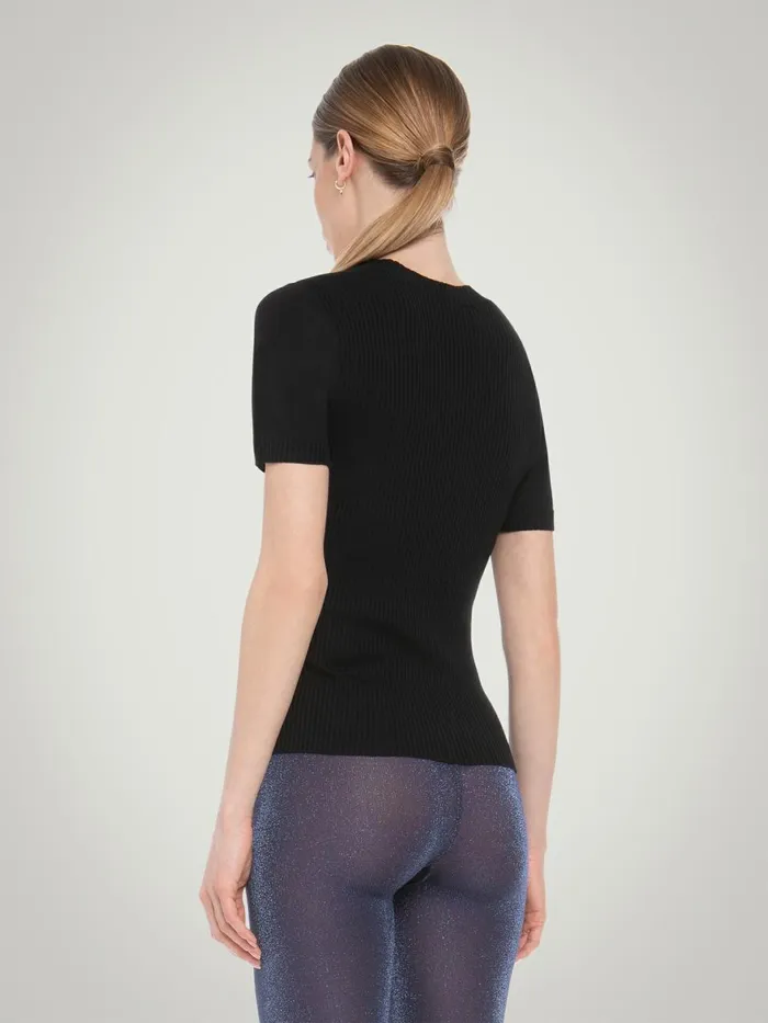 Air Wool Top Short Sleeves Black Women Wolford Tops