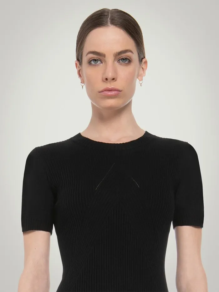 Air Wool Top Short Sleeves Black Women Wolford Tops