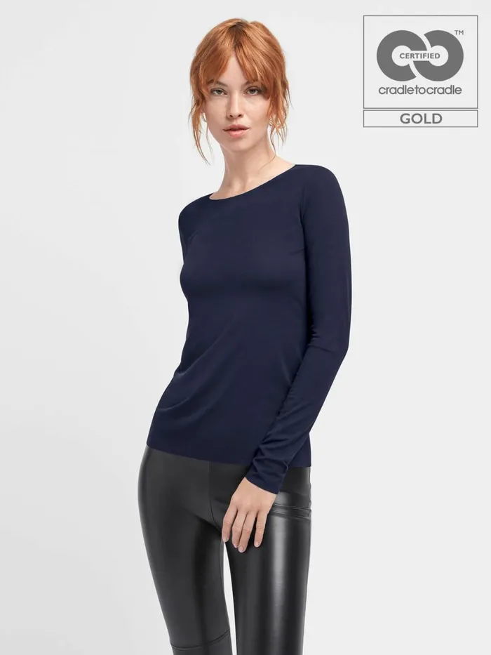 Aurora Pure Pullover Navy Opal Women Wolford Longsleeve Shirts