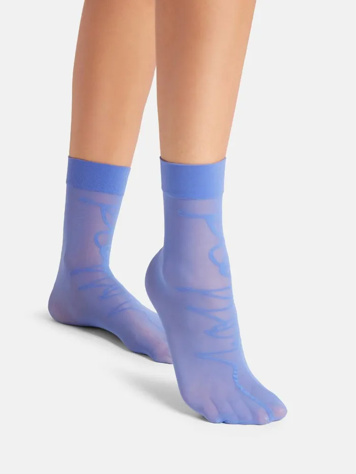 Aurora Script Socks Egyptian Blue Women Wolford Socks