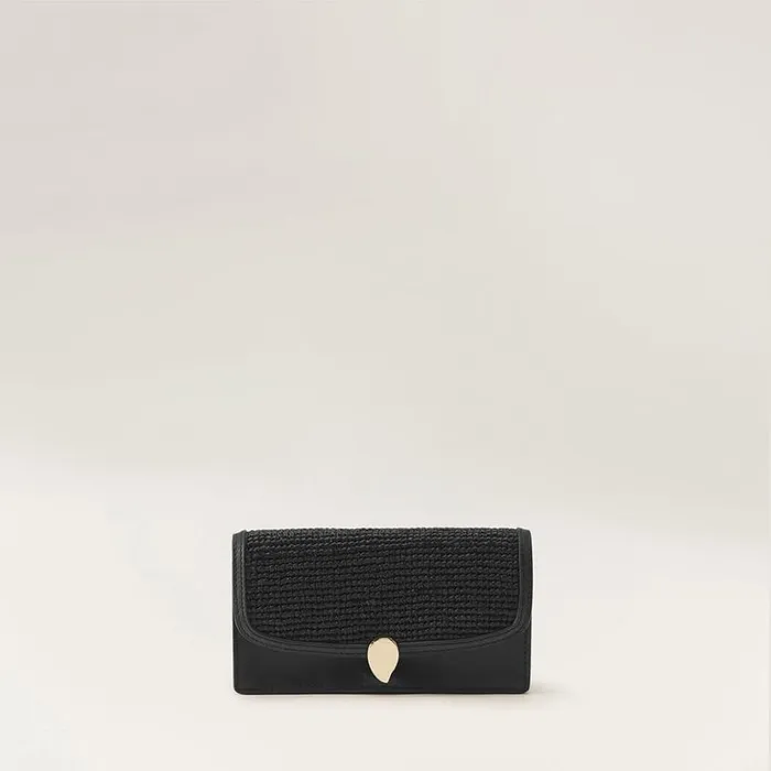 Bags Cross Body Bags Helen Kaminski Adelie Wallet With Raffia Blackcharcoal