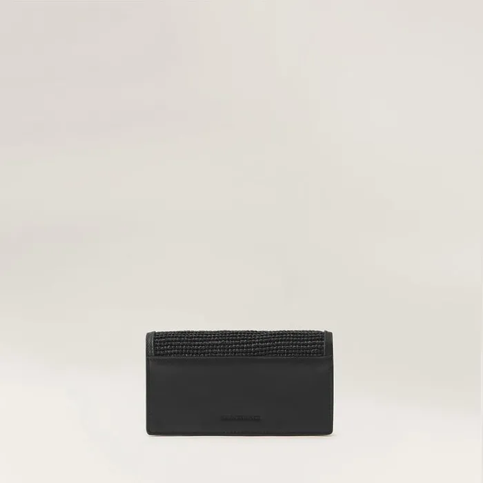 Bags Cross Body Bags Helen Kaminski Adelie Wallet With Raffia Blackcharcoal