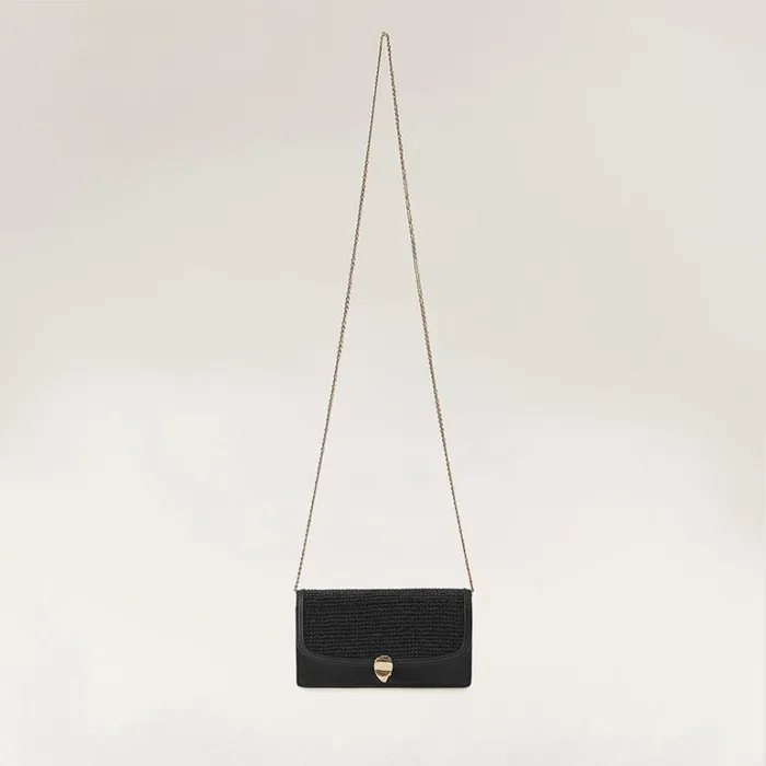 Bags Cross Body Bags Helen Kaminski Adelie Wallet With Raffia Blackcharcoal