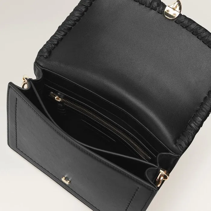 Bags Cross Body Bags Helen Kaminski Dauphine Crossbody With Raffia Blackcharcoal