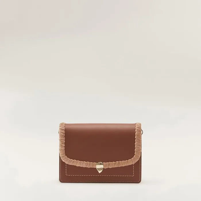 Bags Cross Body Bags Helen Kaminski Dauphine Crossbody With Raffia Cuoio Nougat