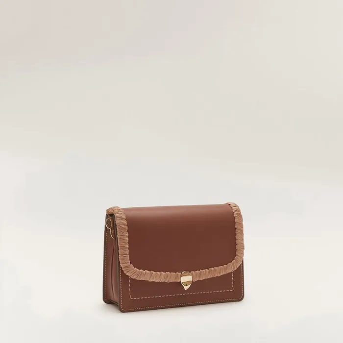 Bags Cross Body Bags Helen Kaminski Dauphine Crossbody With Raffia Cuoio Nougat