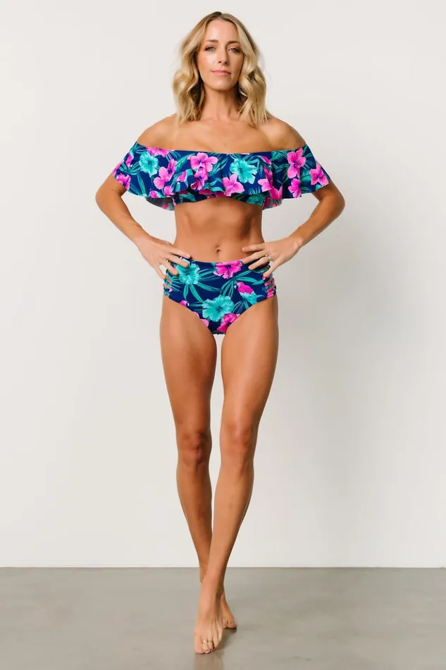 Baltic Born Bikini Keke Off Shoulder Bikini Top Navy Tropical Floral 8211 Women