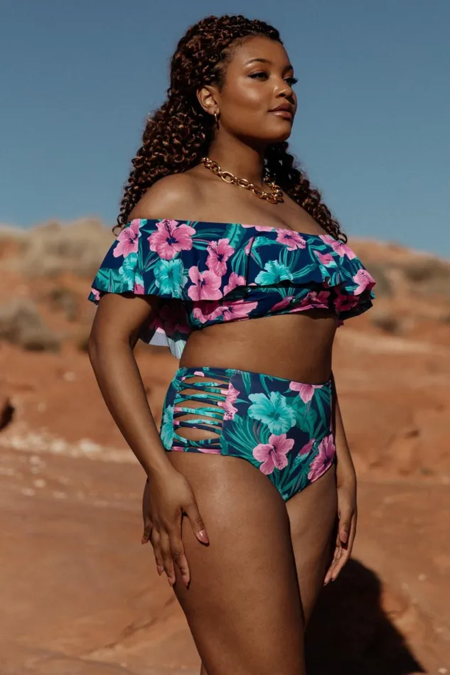 Baltic Born Bikini Keke Off Shoulder Bikini Top Navy Tropical Floral 8211 Women Baltic Born Bikini Keke Off Shoulder Bikini Top Navy Tropical Floral 8211 Women