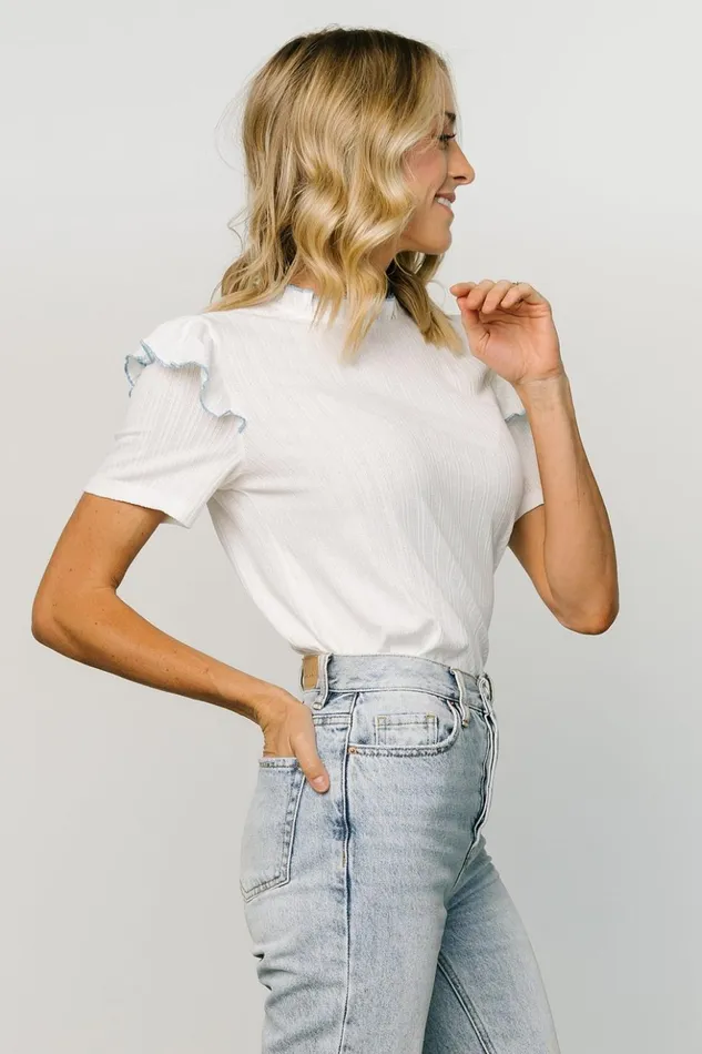 Baltic Born Blouses and Shirts Atlas Ruffle Sleeve Top Off White Blue 8211 Women Baltic Born Blouses and Shirts Atlas Ruffle Sleeve Top Off White Blue 8211 Women