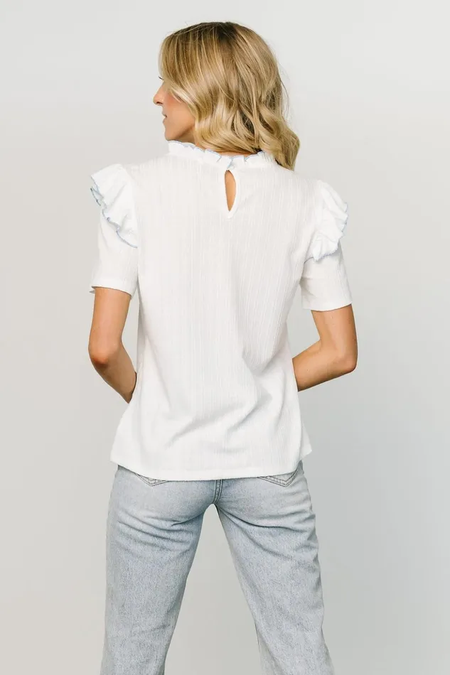 Baltic Born Blouses and Shirts Atlas Ruffle Sleeve Top Off White Blue 8211 Women Baltic Born Blouses and Shirts Atlas Ruffle Sleeve Top Off White Blue 8211 Women