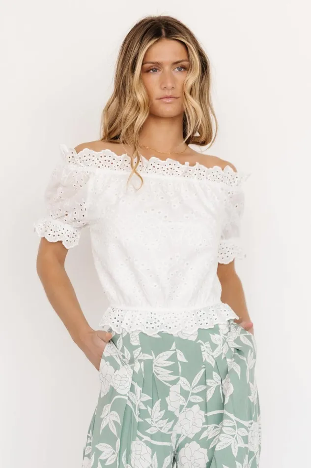 Baltic Born Blouses and Shirts Betty Eyelet Ruffle Top White 8211 Women Baltic Born Blouses and Shirts Betty Eyelet Ruffle Top White 8211 Women