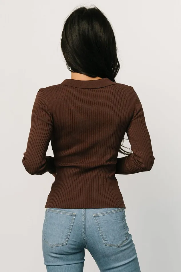 Baltic Born Blouses and Shirts Boston Ribbed Top Chocolate 8211 Women Baltic Born Blouses and Shirts Boston Ribbed Top Chocolate 8211 Women