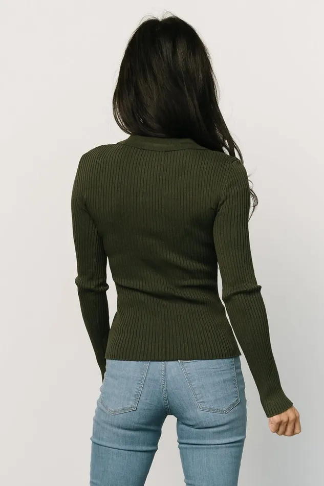 Baltic Born Blouses and Shirts Boston Ribbed Top Olive 8211 Women Baltic Born Blouses and Shirts Boston Ribbed Top Olive 8211 Women