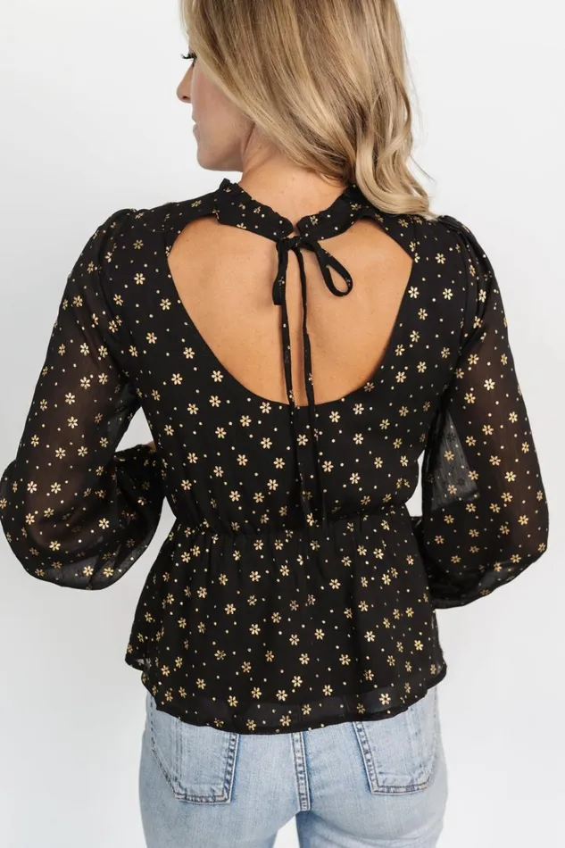 Baltic Born Blouses and Shirts Chandra Peplum Top Black Gold 8211 Women Baltic Born Blouses and Shirts Chandra Peplum Top Black Gold 8211 Women